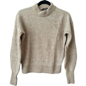 Quince Medium Merino Wool Baby Alpaca Sweater Camel Tan Mock Neck Long Sleeve